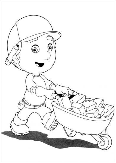 coloriage manny pousse une brouette pleine de briques